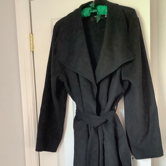 Tahari Wool Blend, Kimono Black Robe Coat With Belt NWT 2X - Picture 1 of 10
